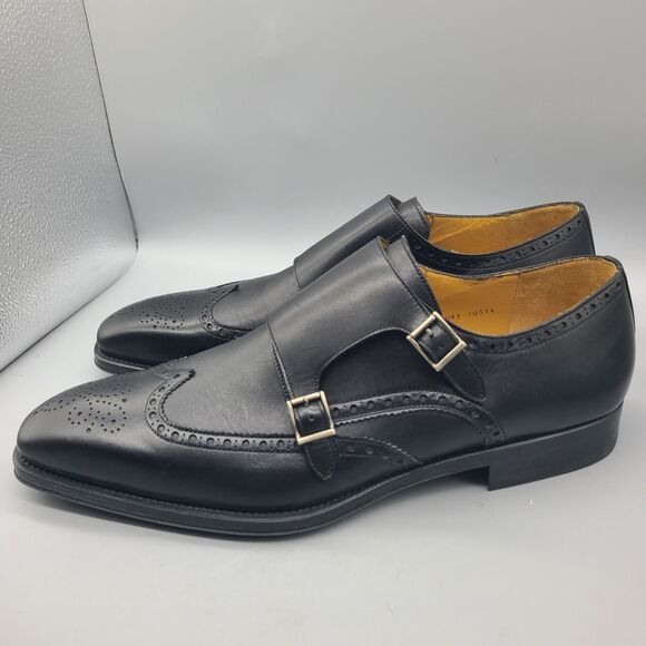 Magnanni  mens shoes Yuma Wingtip Double Strap Monk Brogue Black  US 14/ 47 NEW main image 13